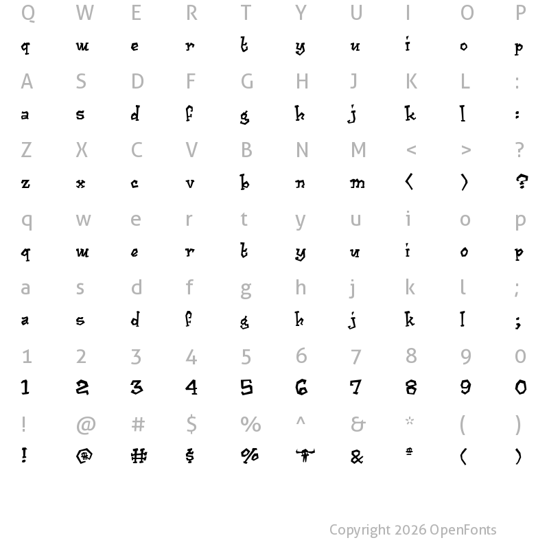 Character Map of Cajun Boogie Regular