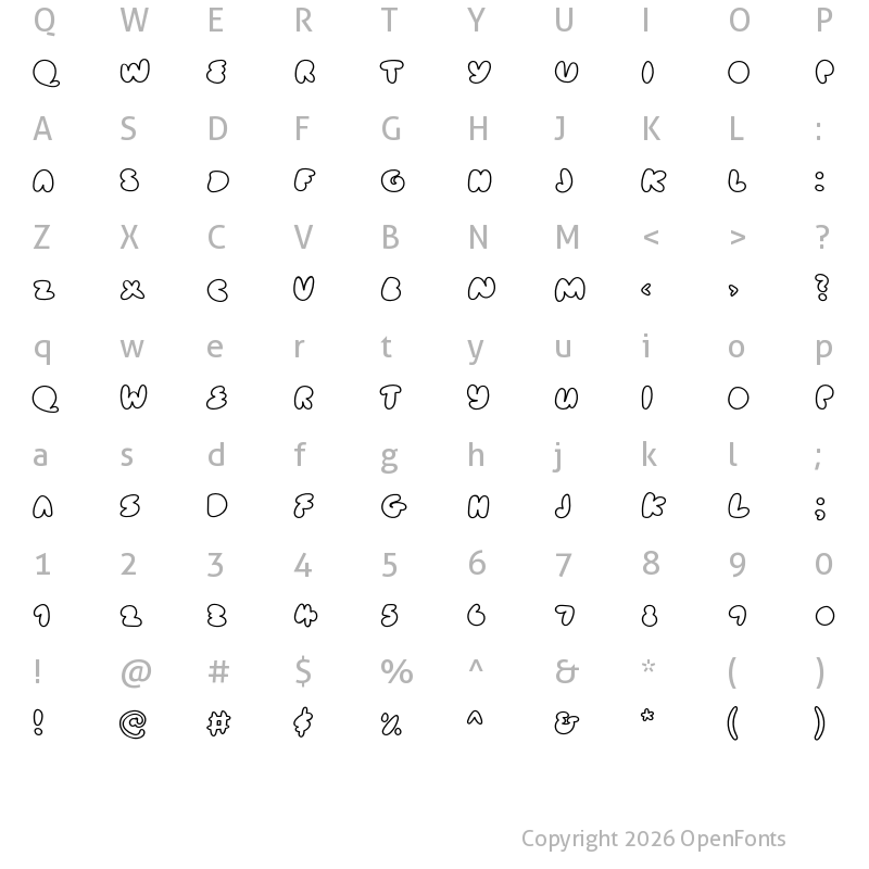 Character Map of Cake Bake Outline Demo