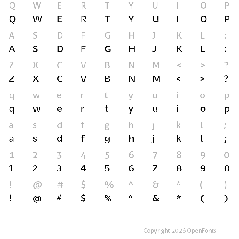 Character Map of CAL iWasLike Pro Medium