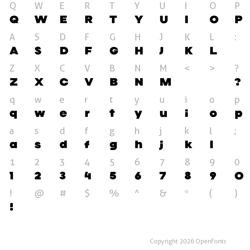 Character Map of Calandify Extra Bold