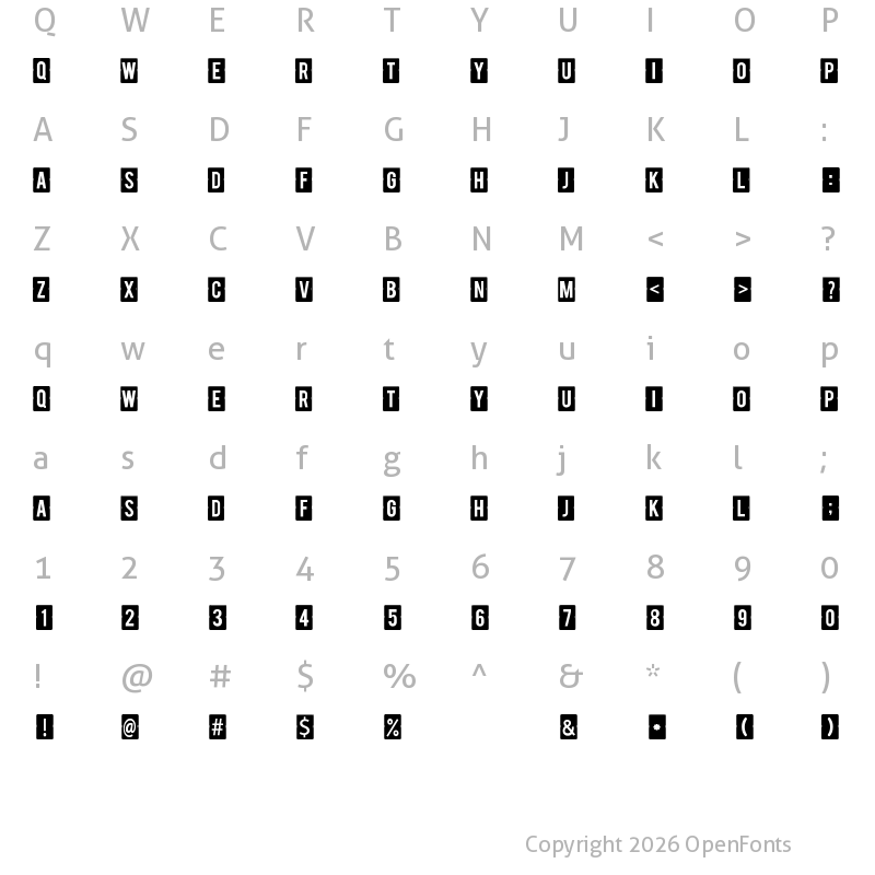 Character Map of calendar note tfb Regular