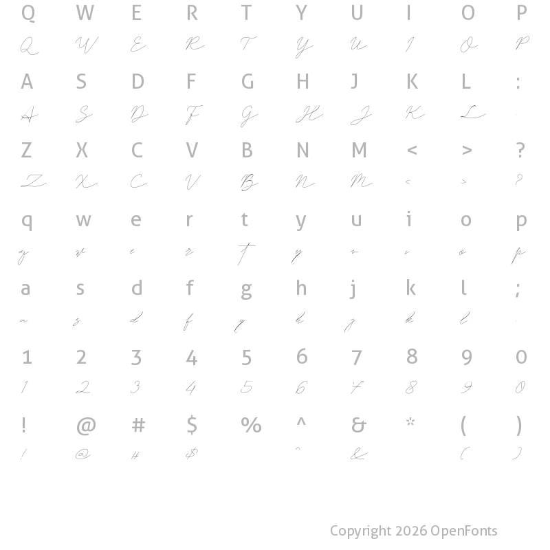 Character Map of Calestan Regular