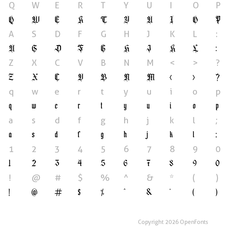 Character Map of California sun Regular