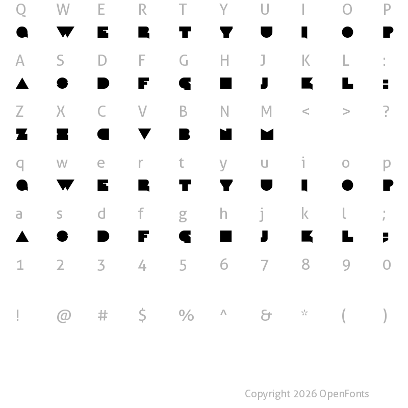 Character Map of Caligari Regular