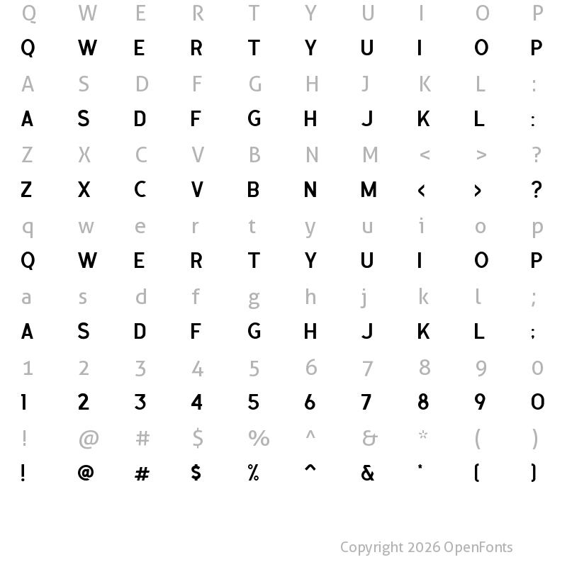 Character Map of Caligor Sans Clean