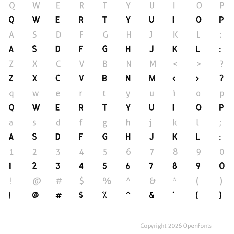 Character Map of Caligor Sans Stamp