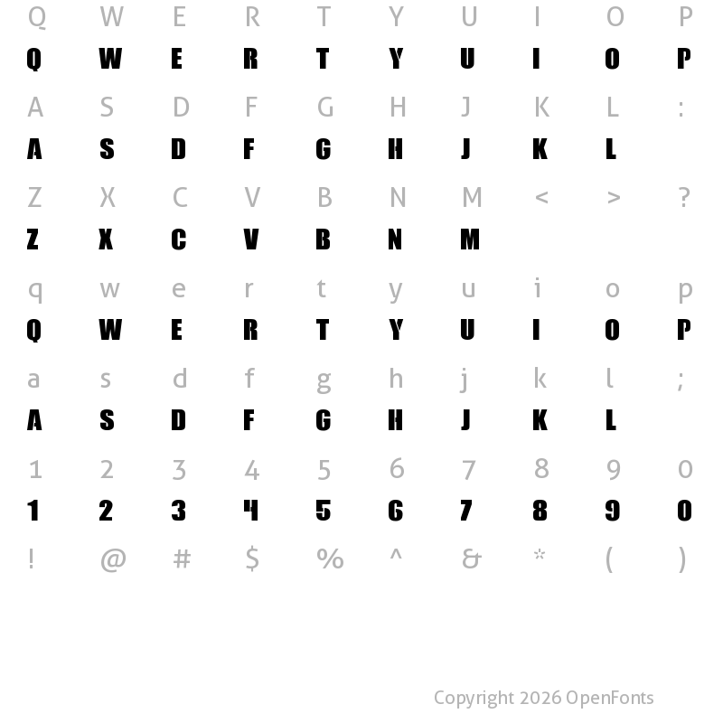 Character Map of Call Of Ops Duty Regular