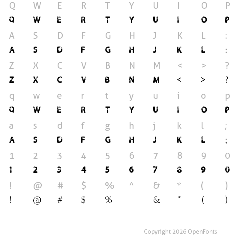 Character Map of Calla Personal Use Only Regular