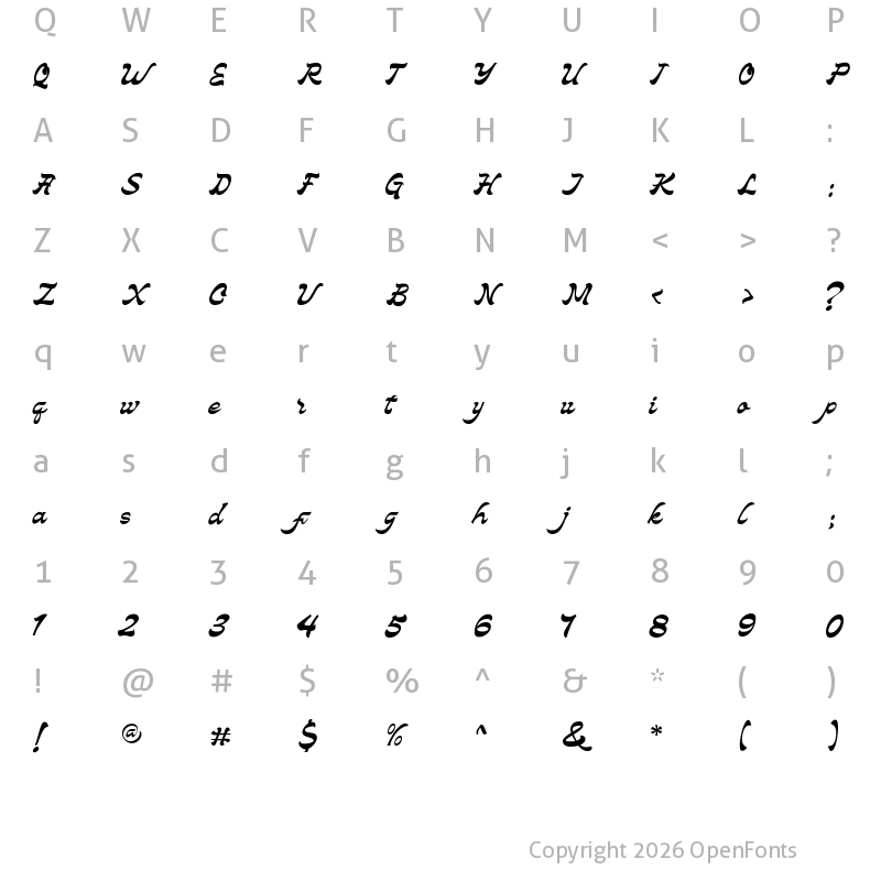 Character Map of Callicotez Regular