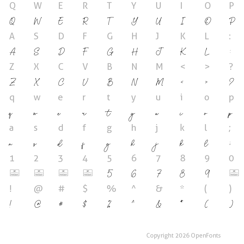 Character Map of Callista Free Regular