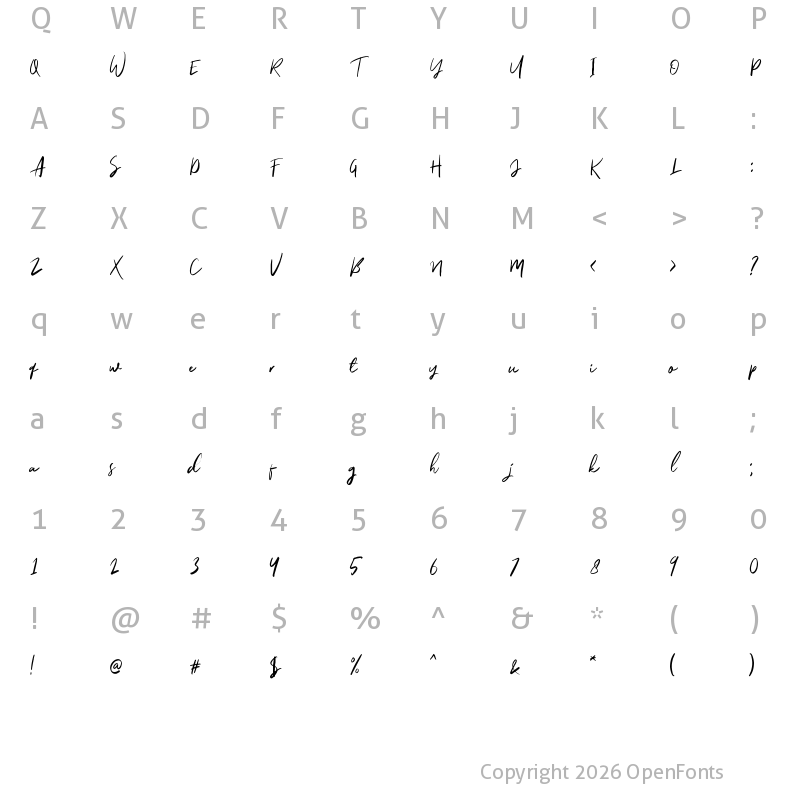 Character Map of Callonsky Script DEMO Regular