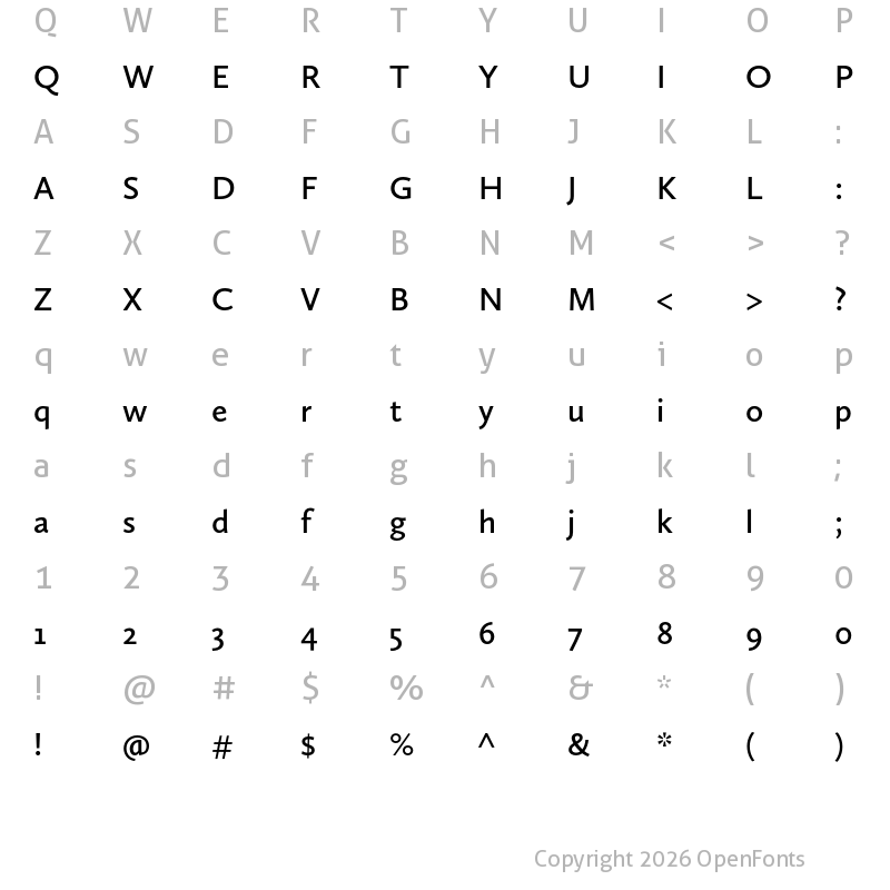 Character Map of Calluna Sans Semibold