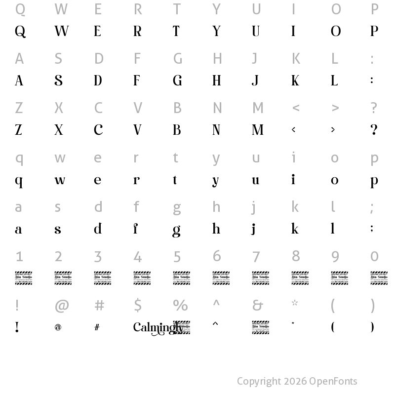 Character Map of Calmingly Personal Use Regular