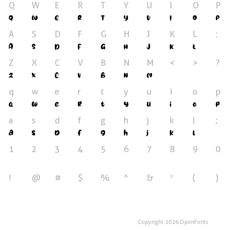 Character Map of Calose FREE Regular