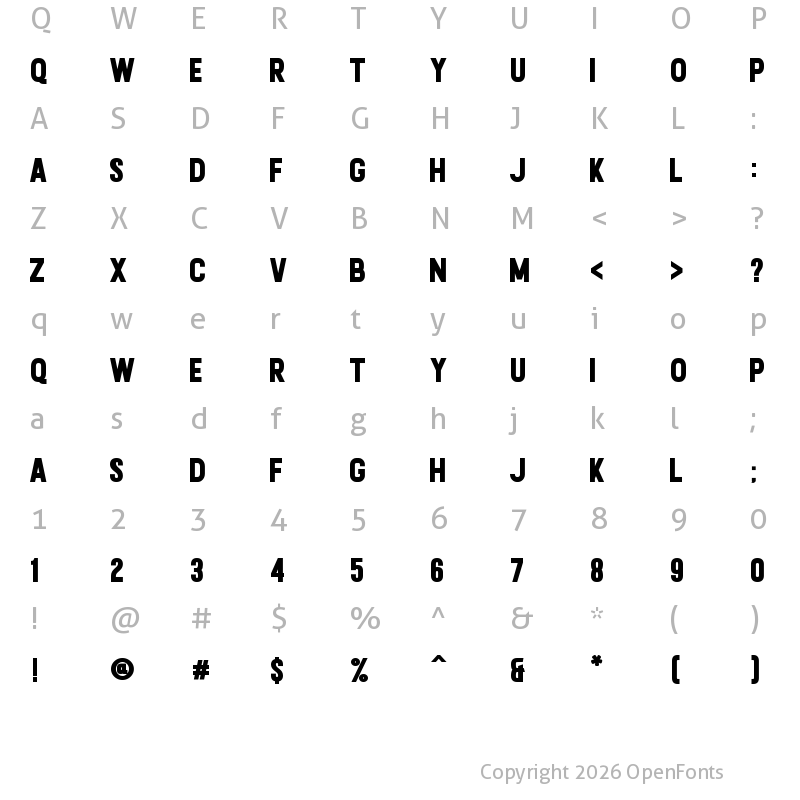 Character Map of Calvier Black