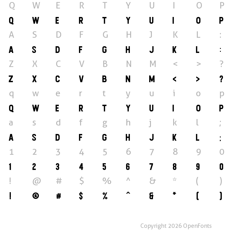 Character Map of Calvier Bold