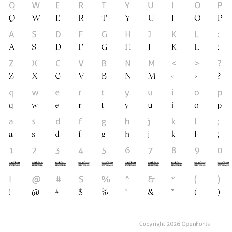 Character Map of Calvino Grande Trial Light