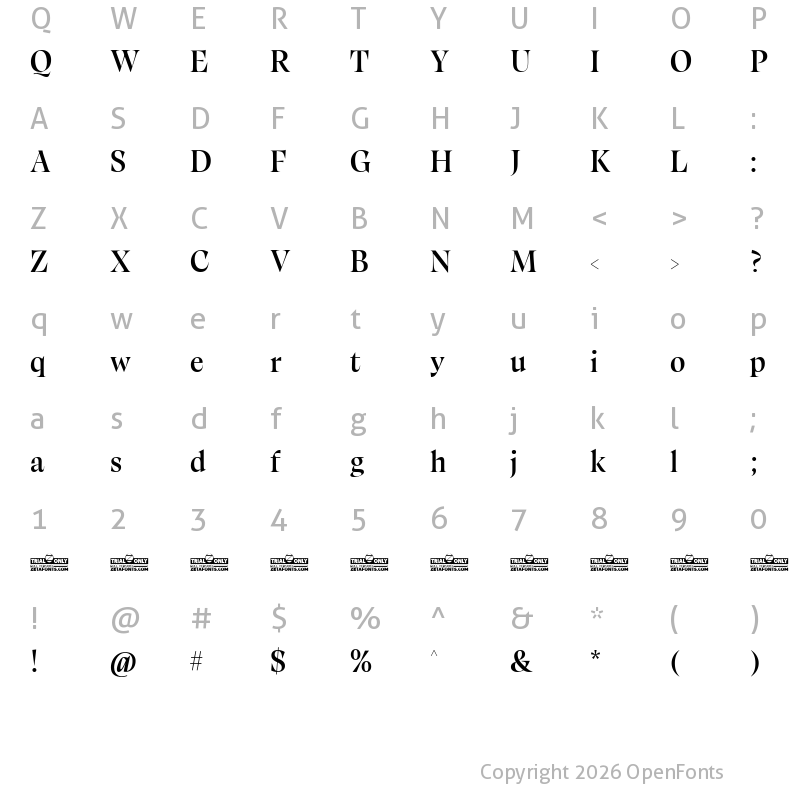 Character Map of Calvino Grande Trial Semibold