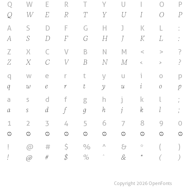 Character Map of CalvinoItalicVarTrial Regular