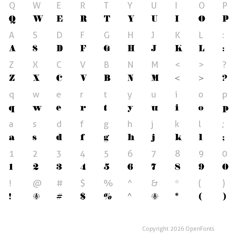 Character Map of Calymati Personal Use Only Regular