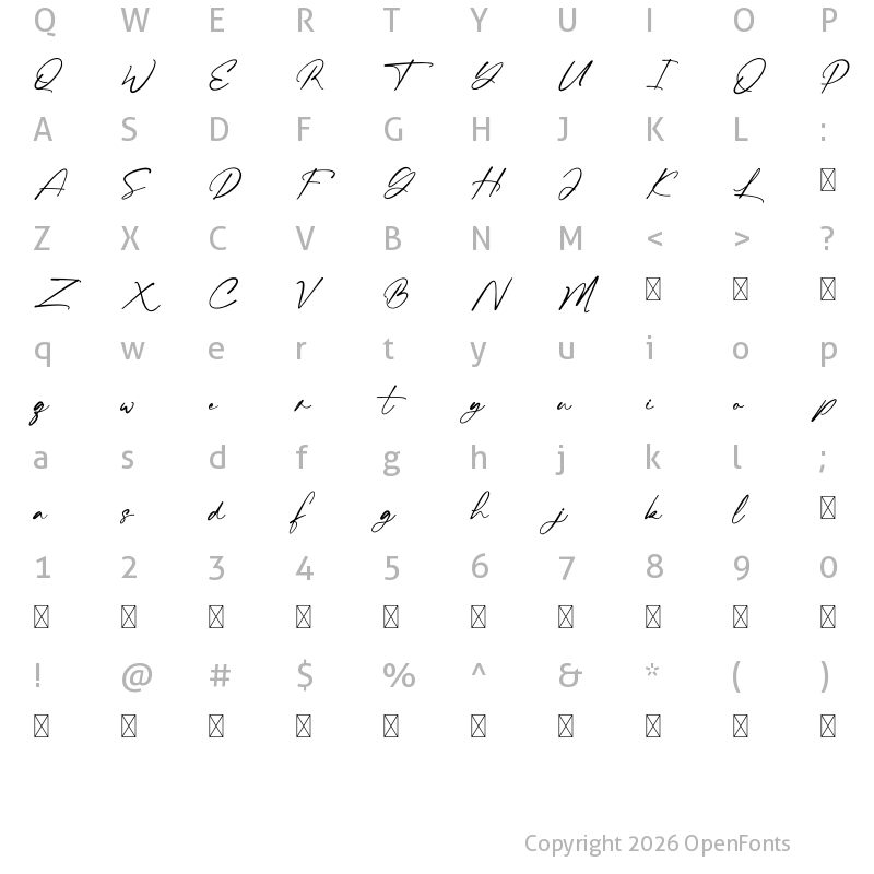 Character Map of Cambrige Regular