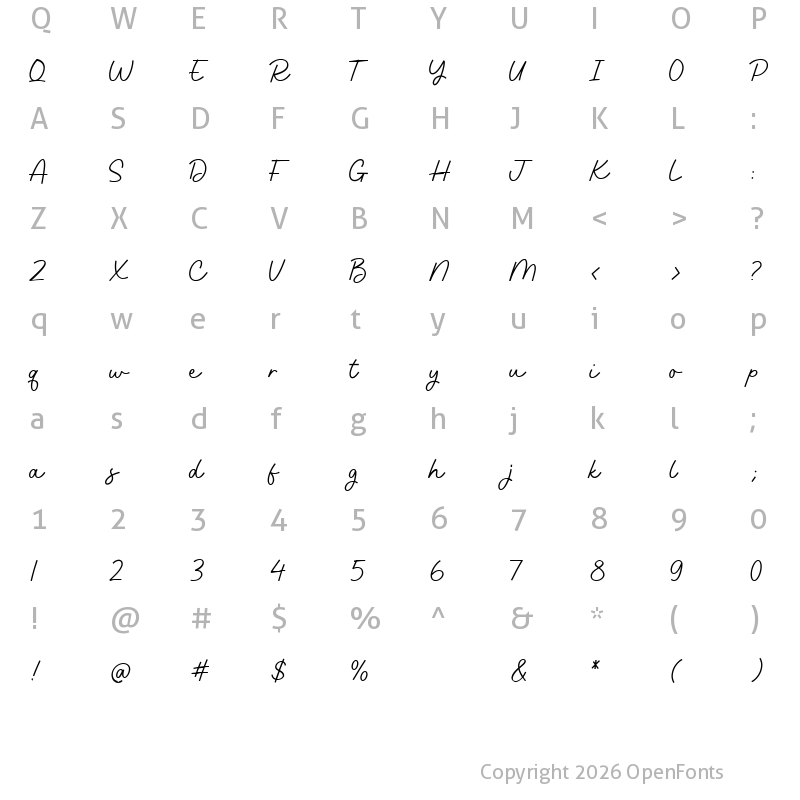 Character Map of Camelia Beauty Regular
