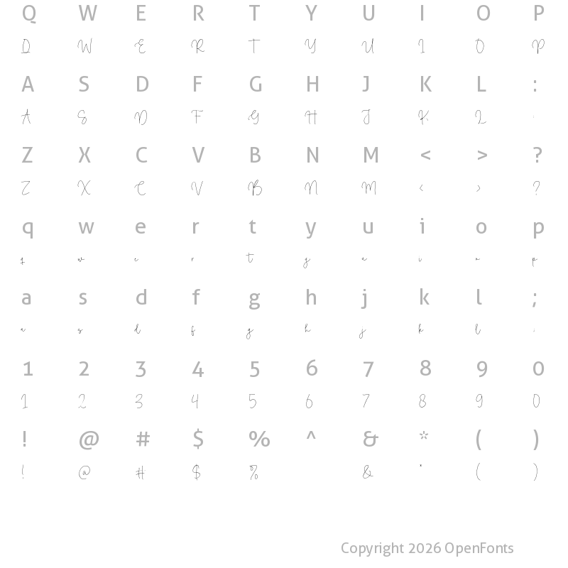 Character Map of Camelia Boutique Regular