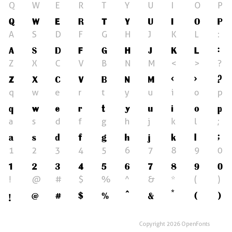 Character Map of Camelin Regular