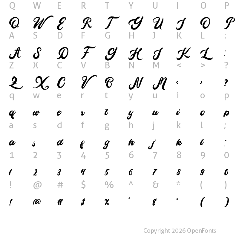 Character Map of Cameliya Regular