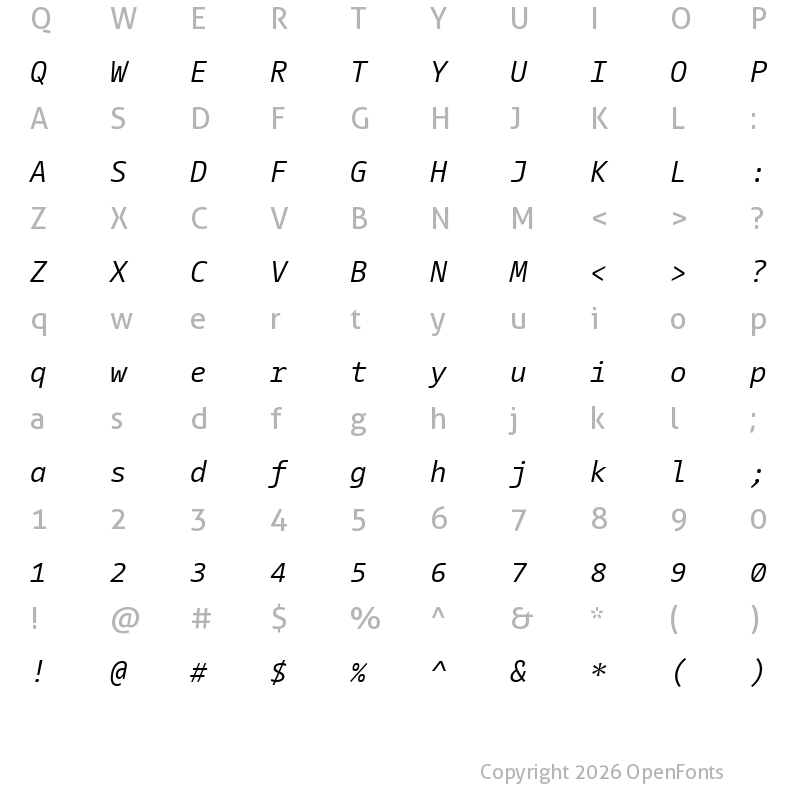Character Map of CamingoCode Italic