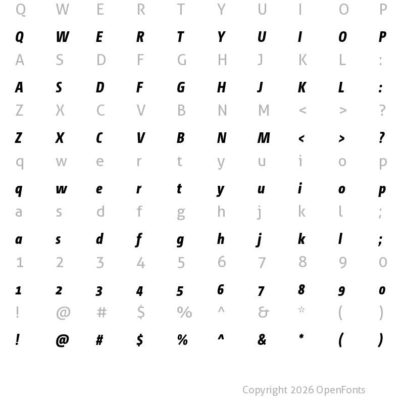 Character Map of CamingoDos Pro Cd ExtraBold Italic
