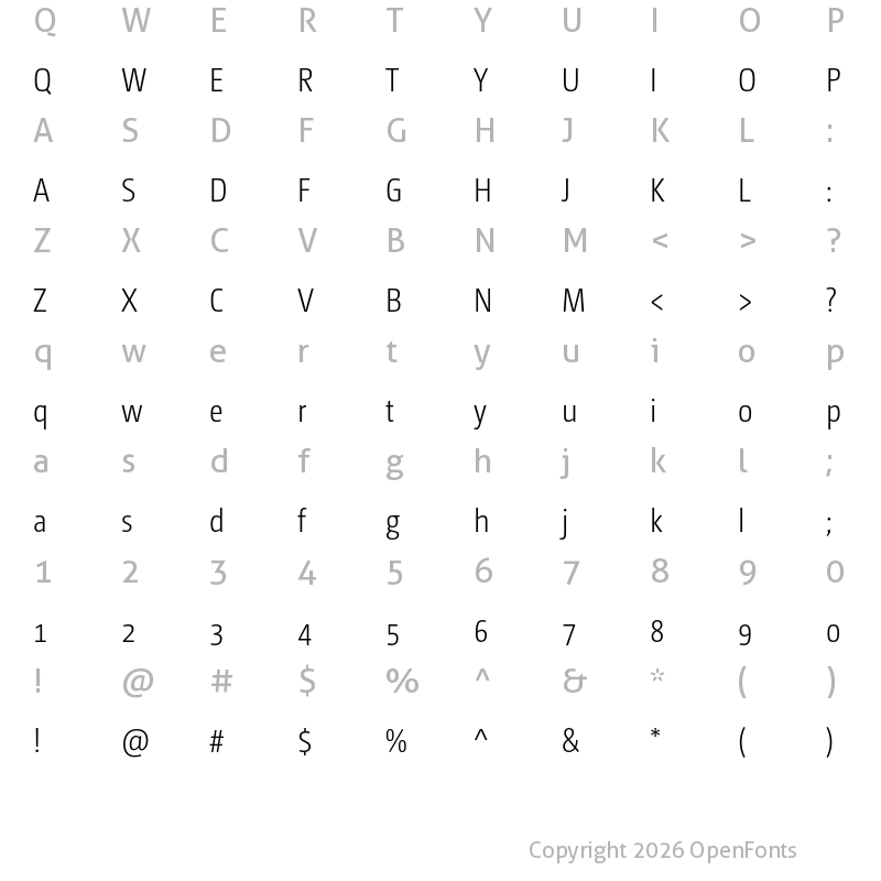 Character Map of CamingoDos Pro Cd Light