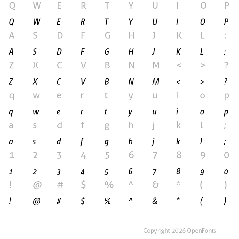 Character Map of CamingoDos Pro Cd Regular Italic