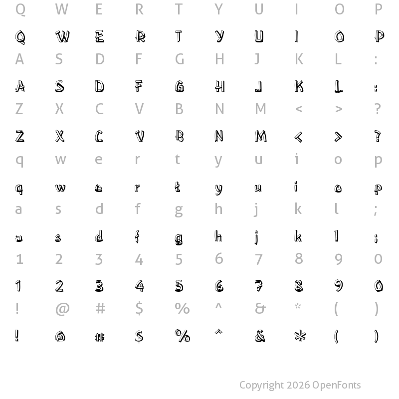Character Map of Camp Fire Regular