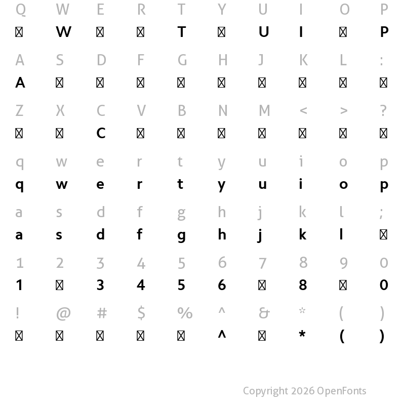 Character Map of CamphorPro-Bold ?