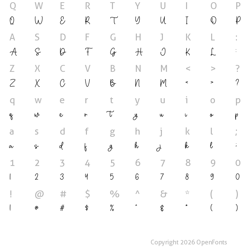 Character Map of Camping Time Regular