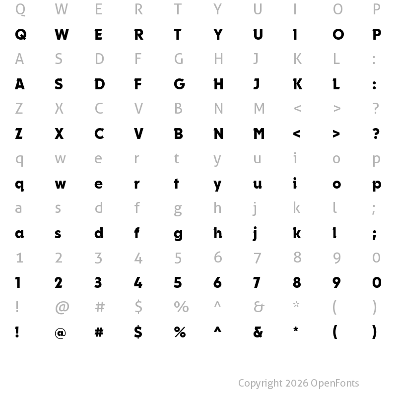 Character Map of Campora Classic Black