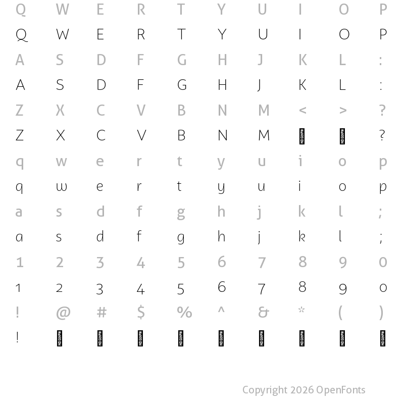 Character Map of Campuni Demo Light
