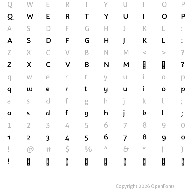Character Map of Campuni Demo Medium