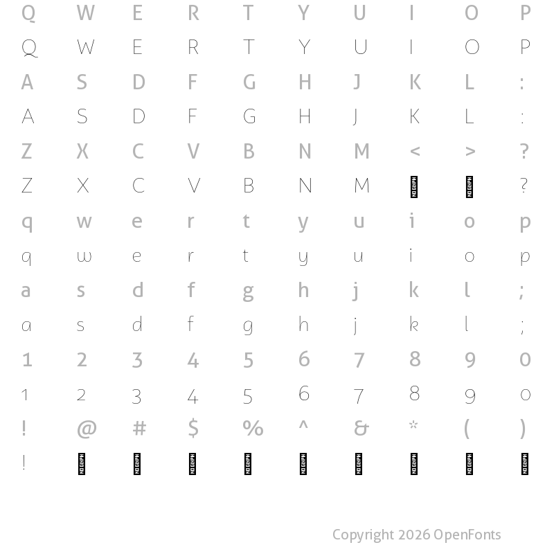 Character Map of Campuni Demo Thin