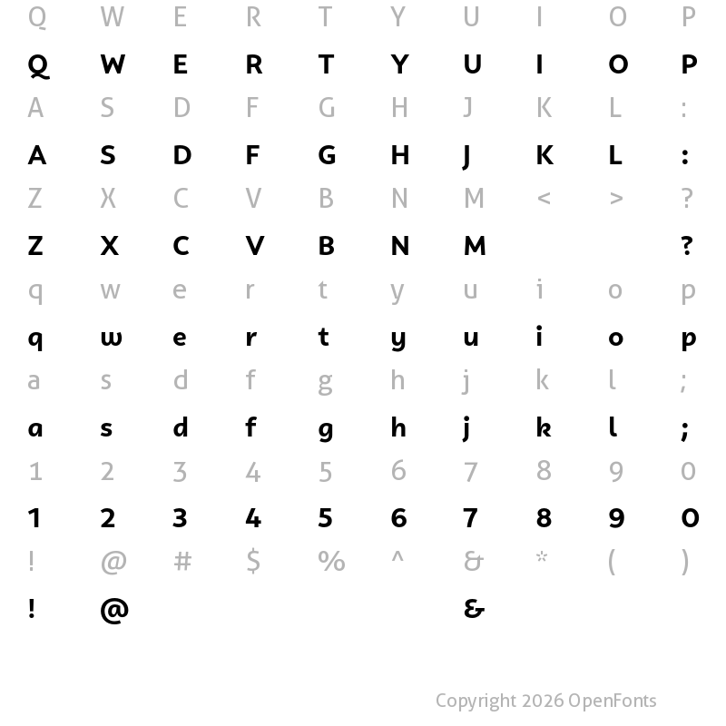 Character Map of Campuni Test Bold
