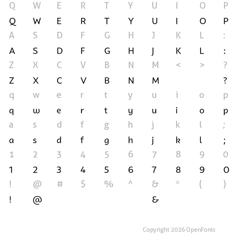 Character Map of Campuni Test Regular