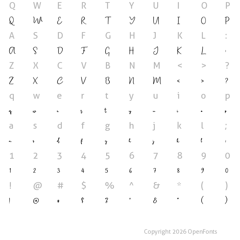 Character Map of Canadia Regular