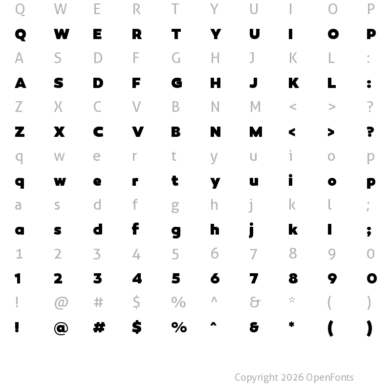 Character Map of Canaro-Black Regular