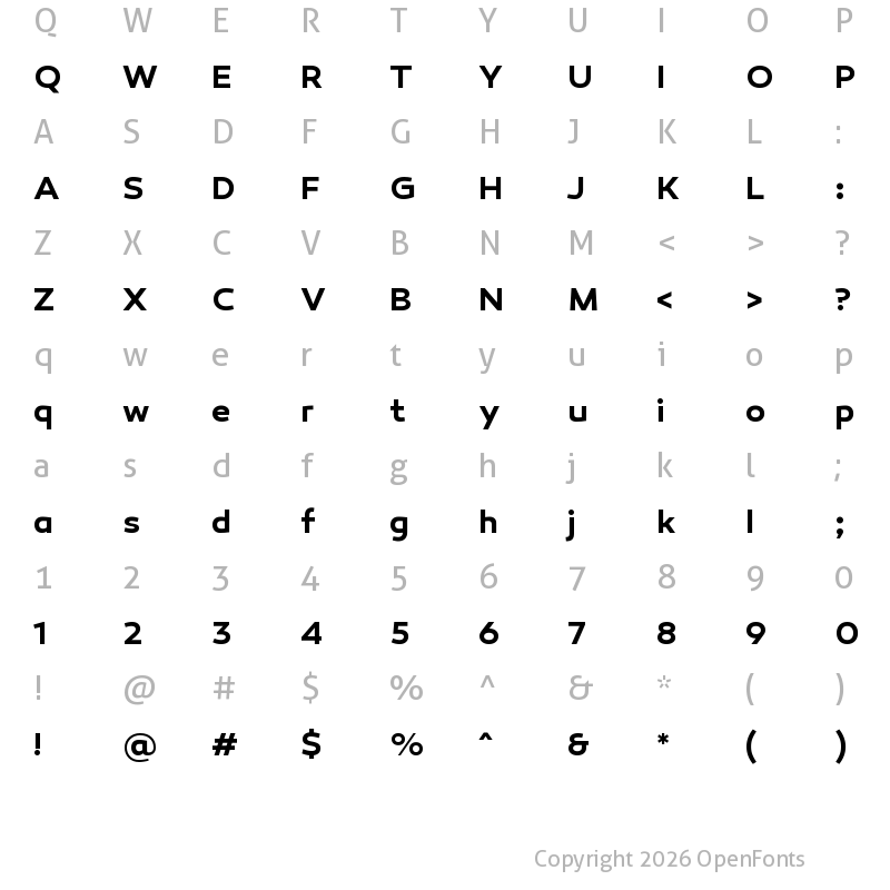 Character Map of Canaro W05 Semibold