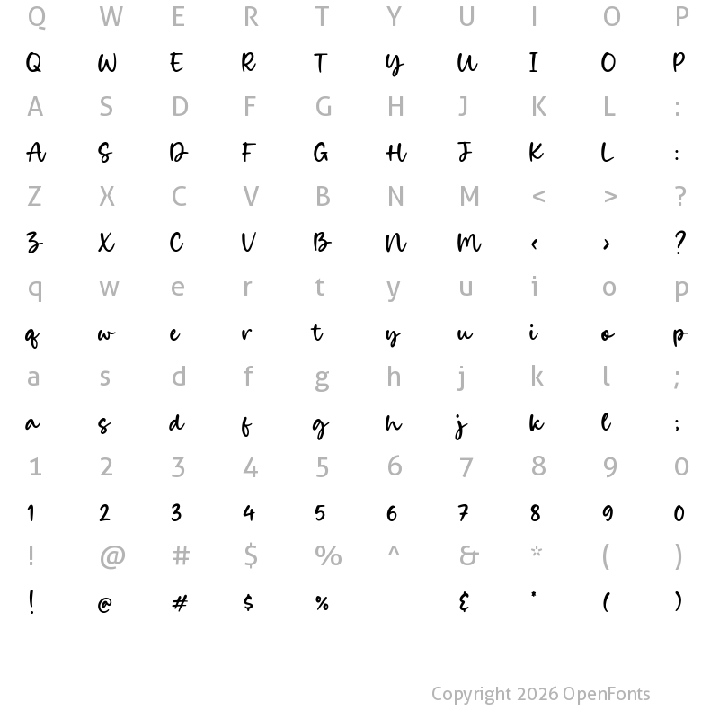Character Map of Candies Regular