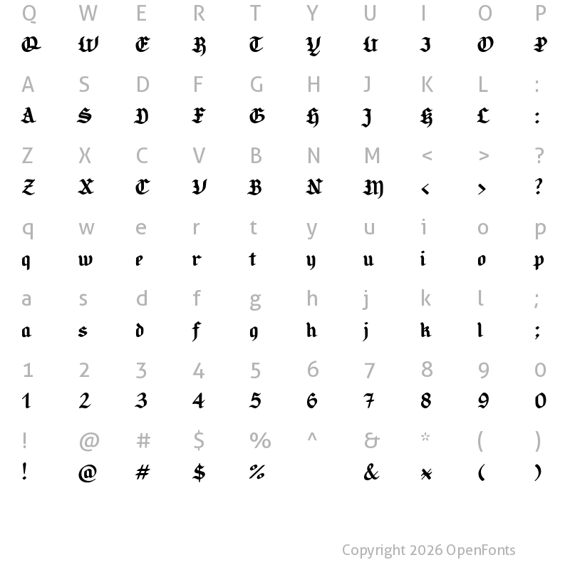 Character Map of Candlebright Regular