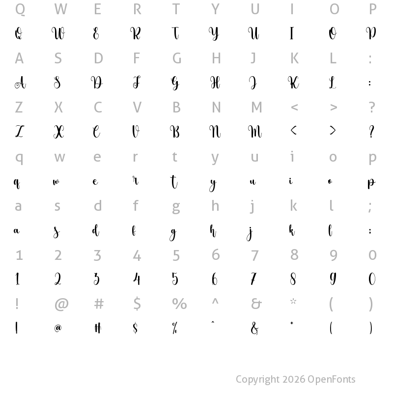 Character Map of Candles Regular