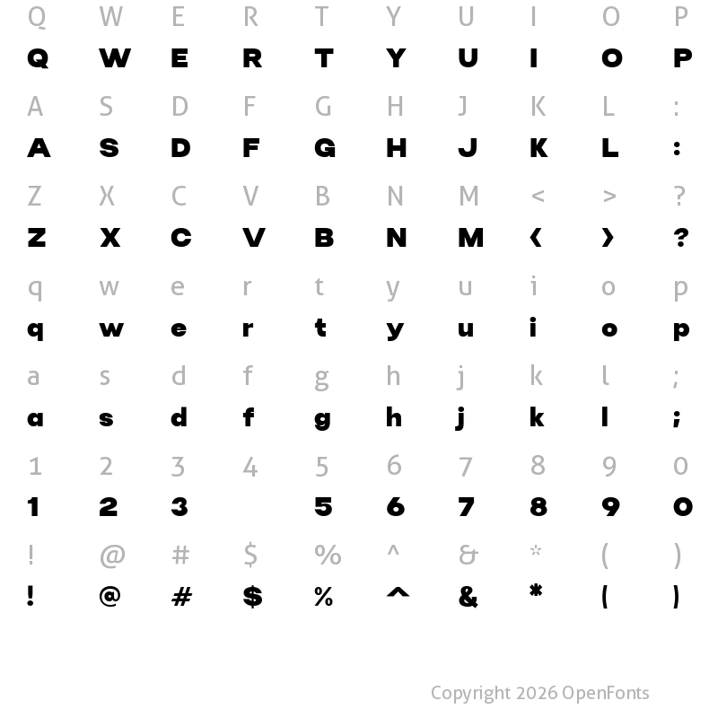 Character Map of Candu Regular