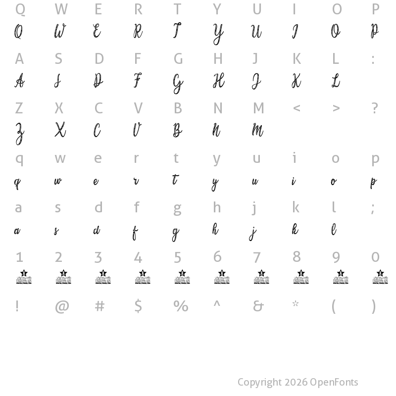 Character Map of Candy Cane Personal Use Regular